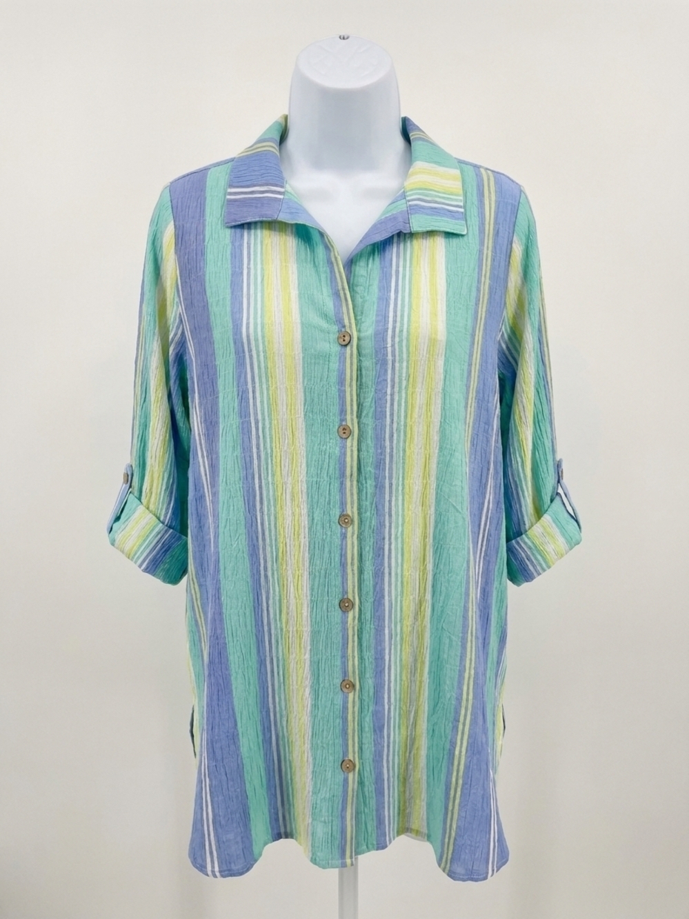 NEW HABITAT women's stripe beach shirt in blue